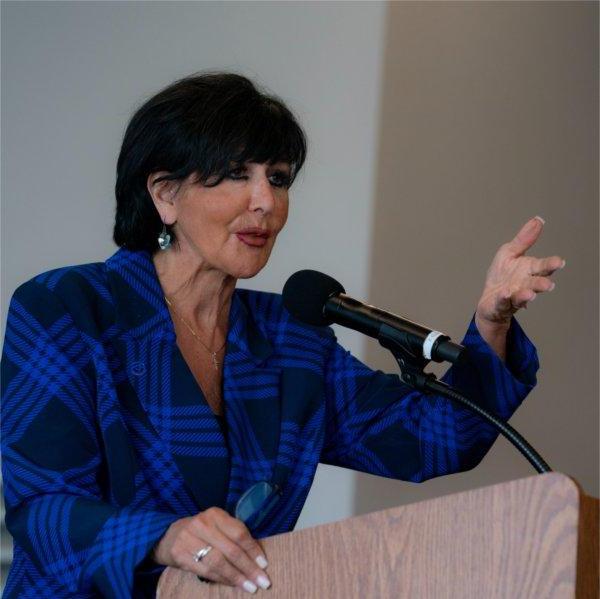 President Philomena V. Mantella speaks at the LatinXperience Symposium.